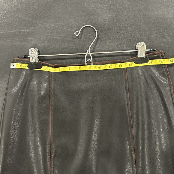 Gorgeous, chocolate brown, faux leather, distressed skirt - Picture 5 of 8